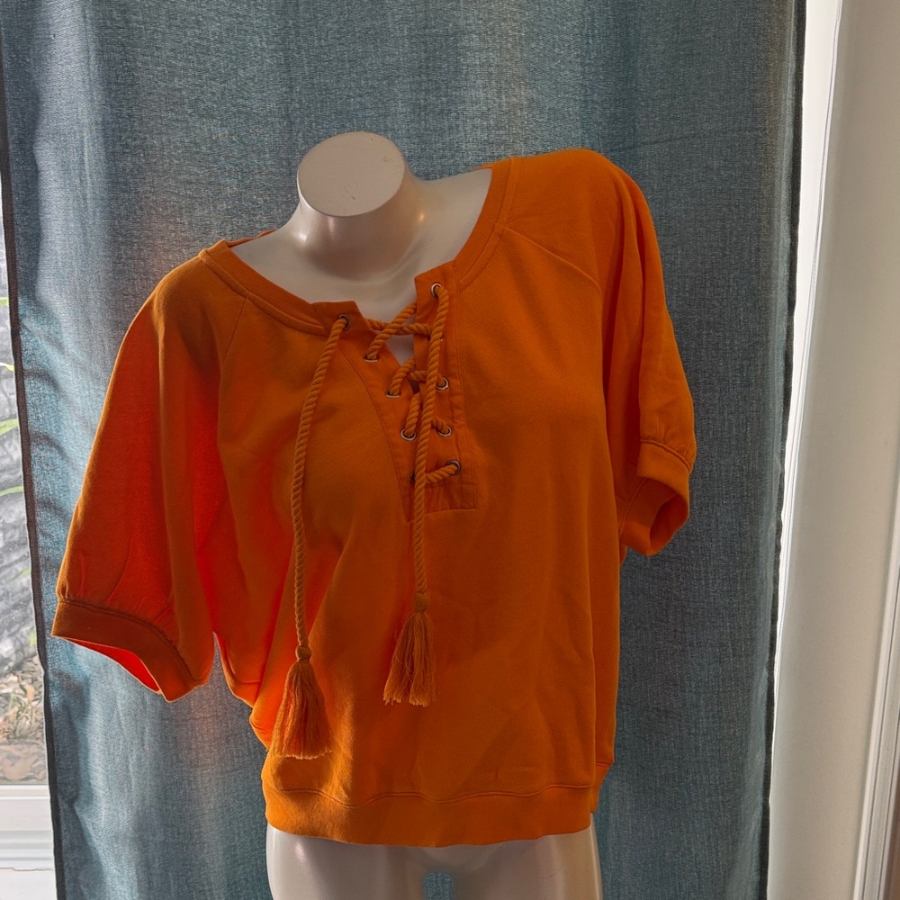 J. Crew Orange Lace-Up Blouse